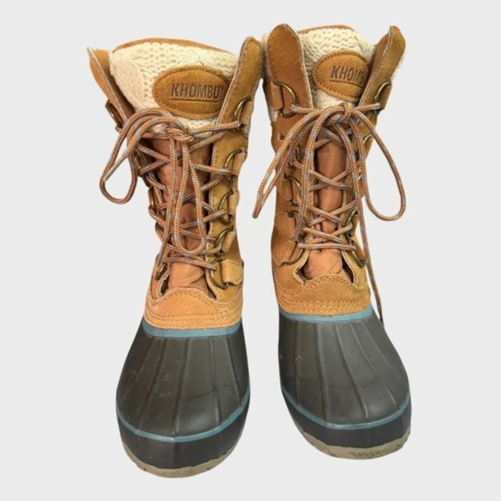 Khombu Women's 7‎ Boho Winter Suede Knit Boots Boho Bohemian PNW Style Northwest
